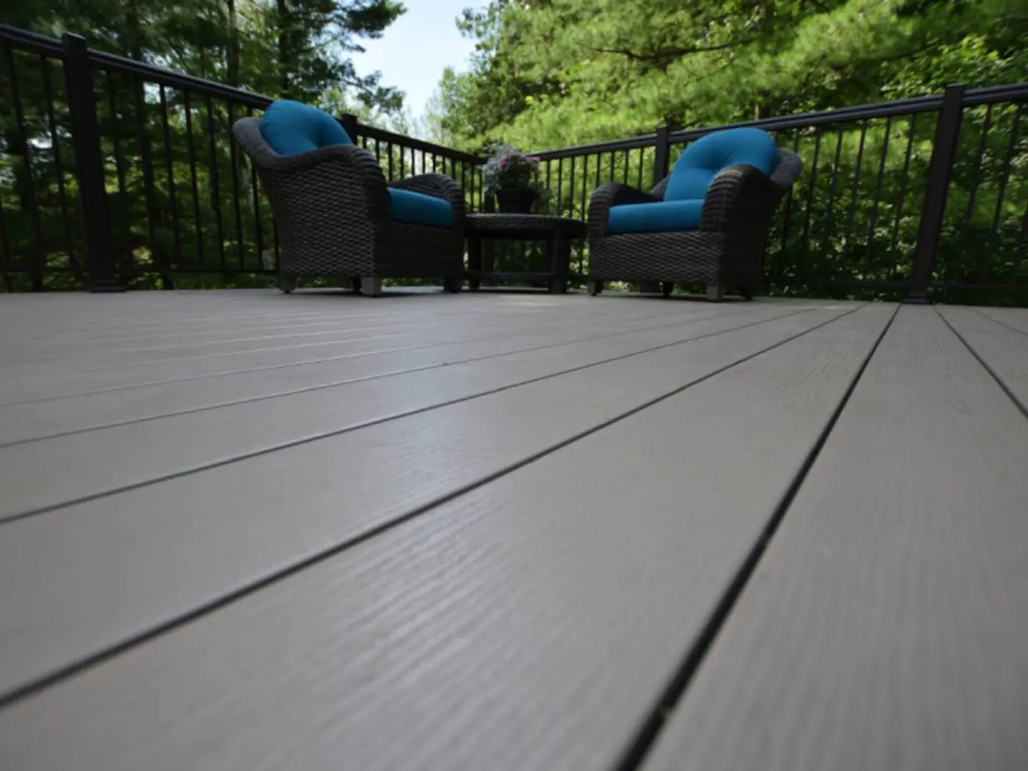 Outdoor seating on wooden deck